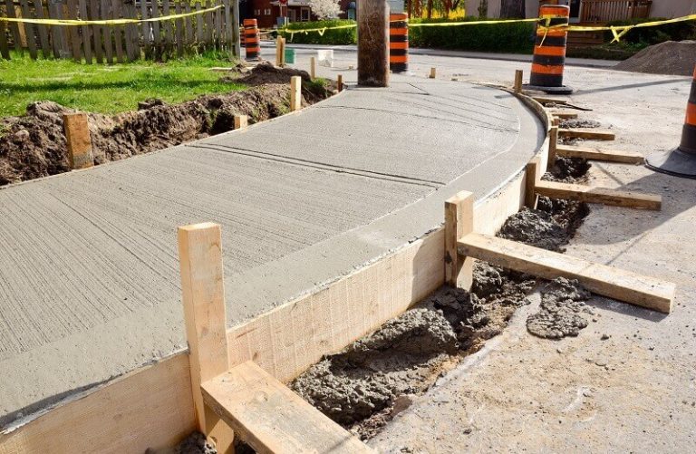 almost finished concrete sidewalk in Vancouver