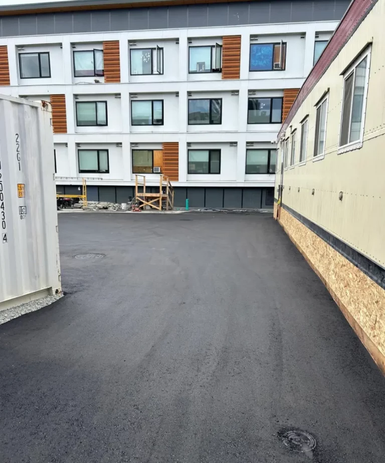freshly paved strata parking lot