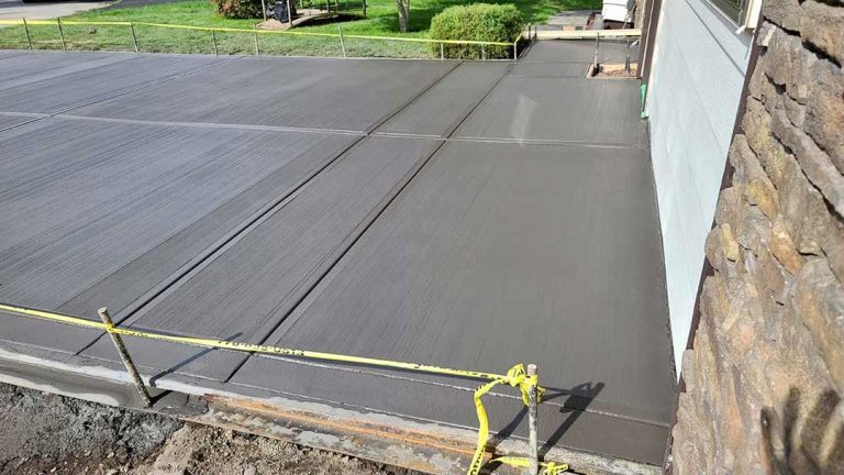 close up of a freshly paved concrete driveway
