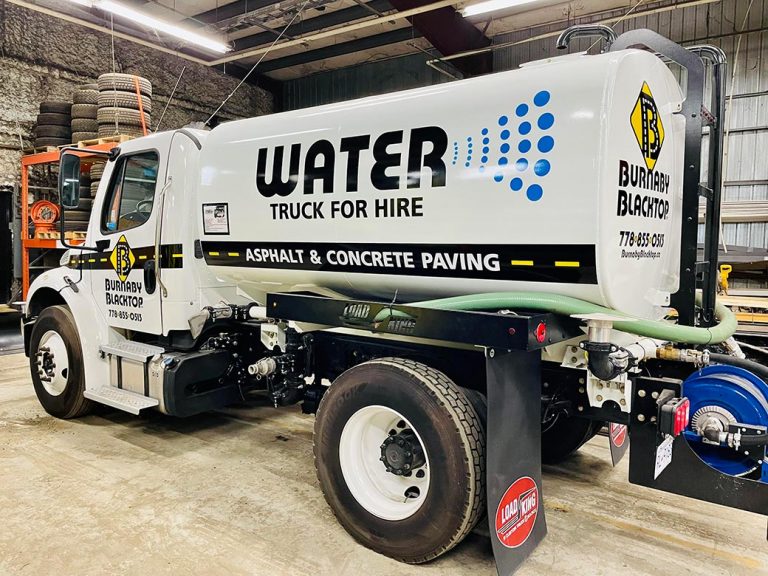 water truck with burnaby blacktop logo