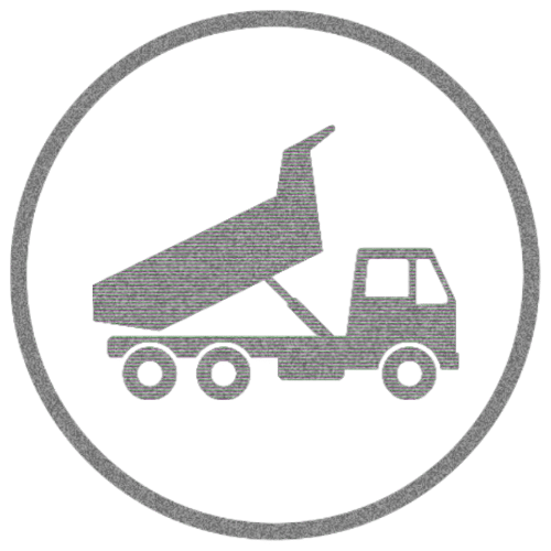 dump truck graphic in a circle